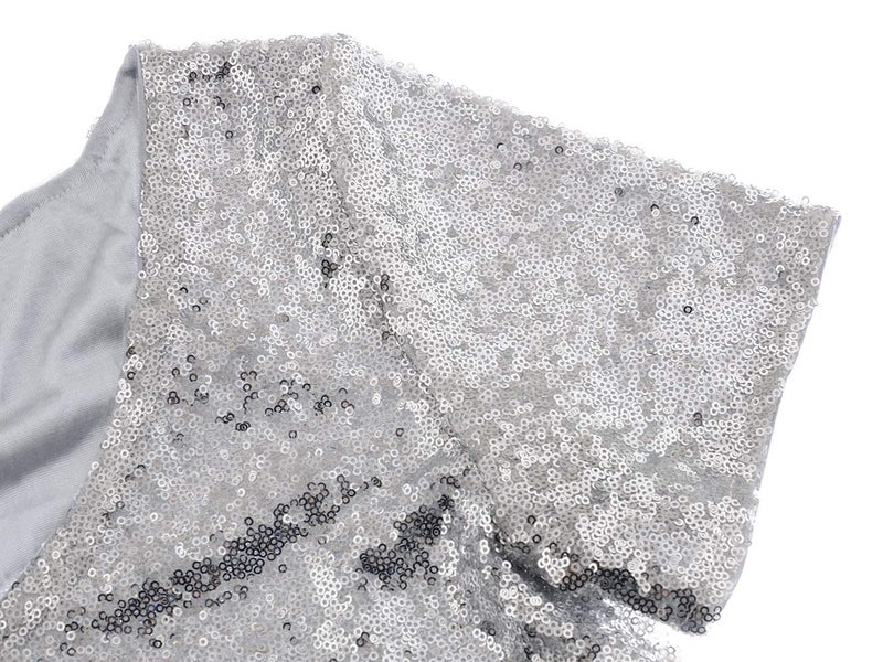 Anna-Kaci Women's Short Sleeve V-Neck Sequin Shift T-Shirt Mini Dress, Silvery, Small - Image 5